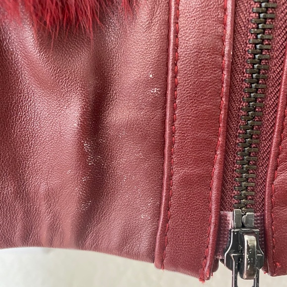 Fur & Leather Burgundy jacket - Picture 3 of 5